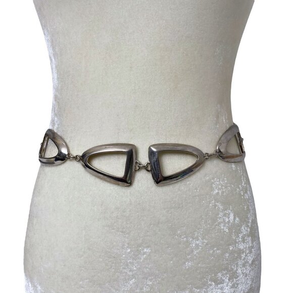 Link Chain Belt Silvertone Metal Made in Italy One Size Adjustable 40" Long - Picture 2 of 12